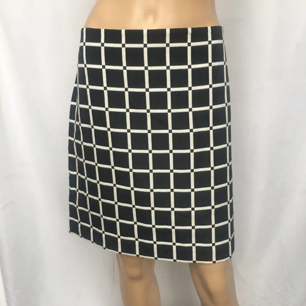 Ann Taylor White Black Checkered Windowpane Skirt